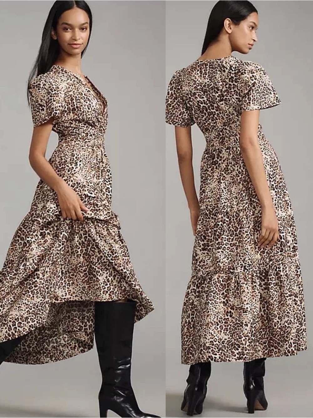 Anthropologie | NWOT Somerset Tiered Maxi Dress in Leopard Medium